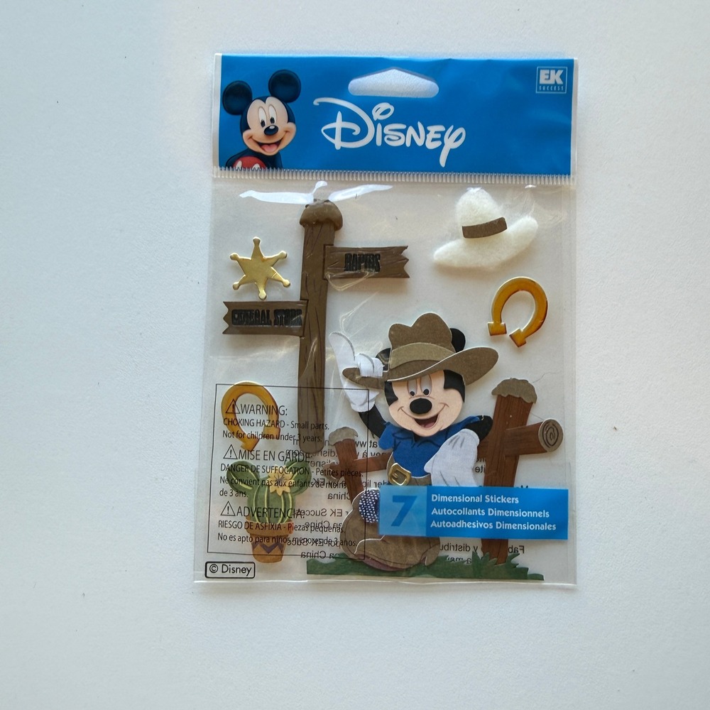 Disney EK Success Jolee's Boutique Western Mickey 3D Stickers 7pc DJBV06 NEW